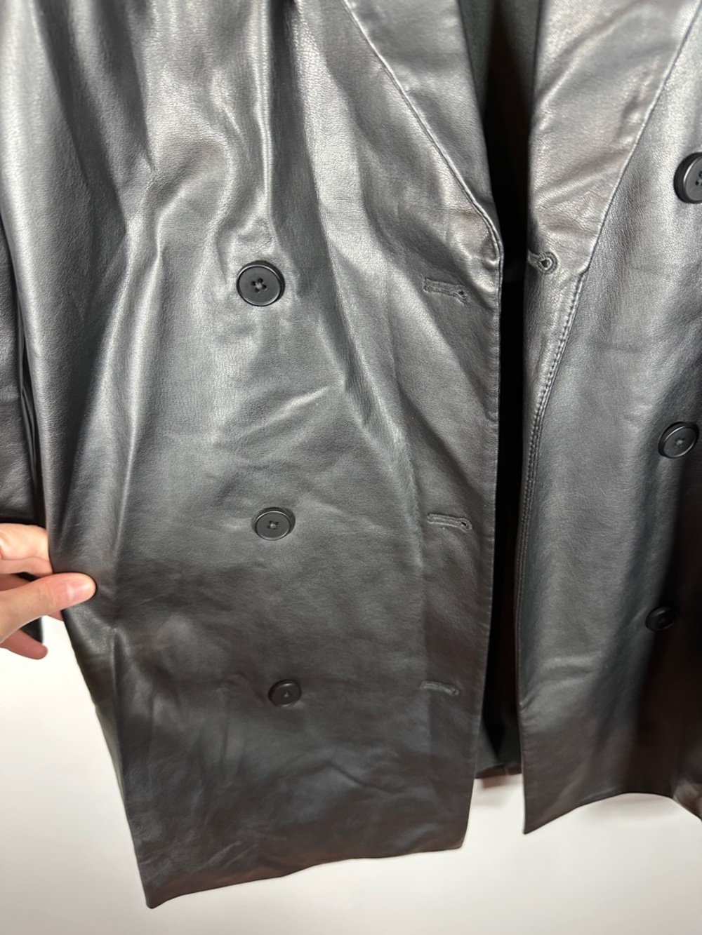 French Connection Black Faux Leather Blazer Jacket Women’s Size 2 - Picture 5 of 10
